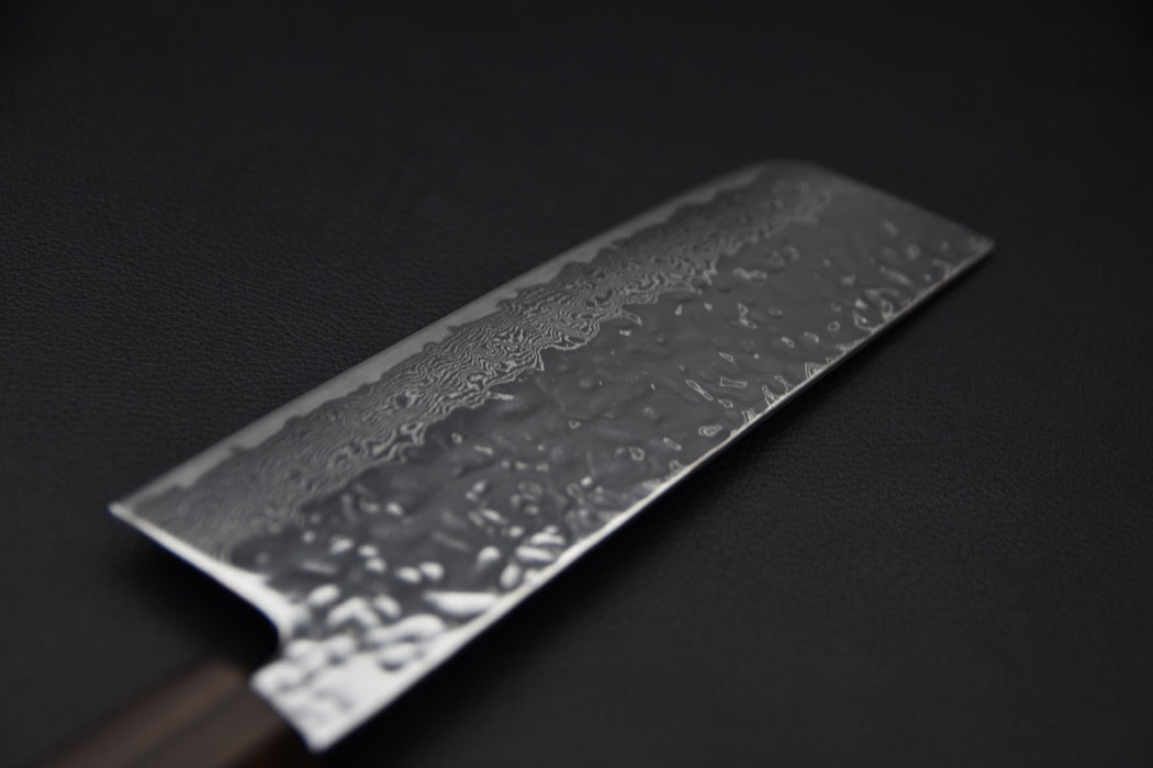 Hitohira Futana Stainless Poli Tsuchime Damascus Nakiri Tagayasan