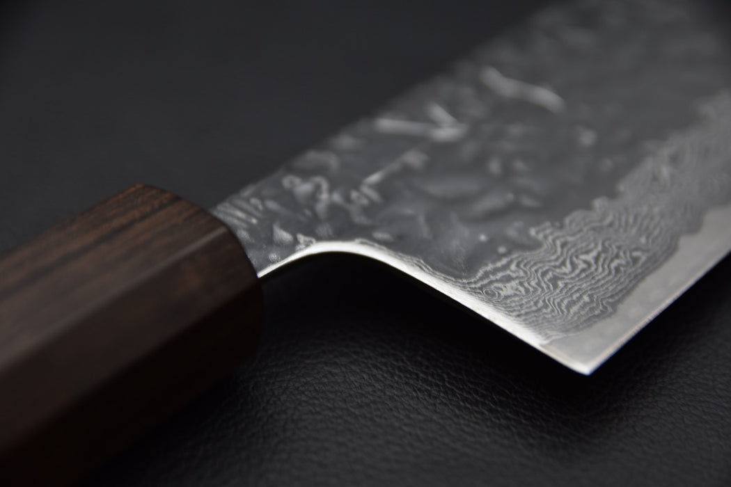 Hitohira Futana Stainless Poli Tsuchime Damascus Nakiri Tagayasan