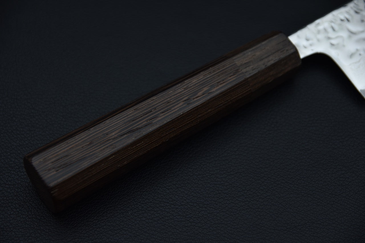 Hitohira Futana Stainless Poli Tsuchime Damascus Santoku Tagayasan