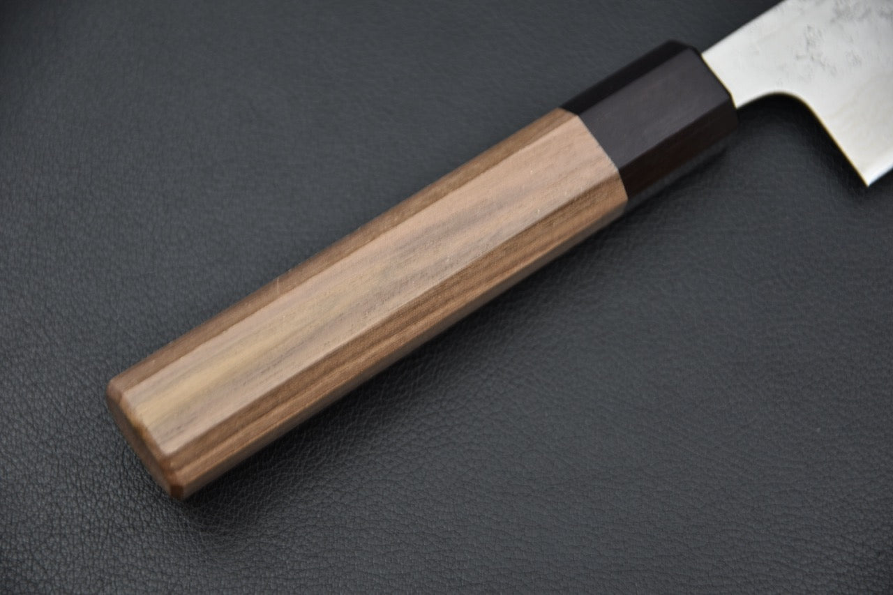 Manche octogonal en noyer avec virole foncée couteau japonais bunka — Stay Sharp Montréal