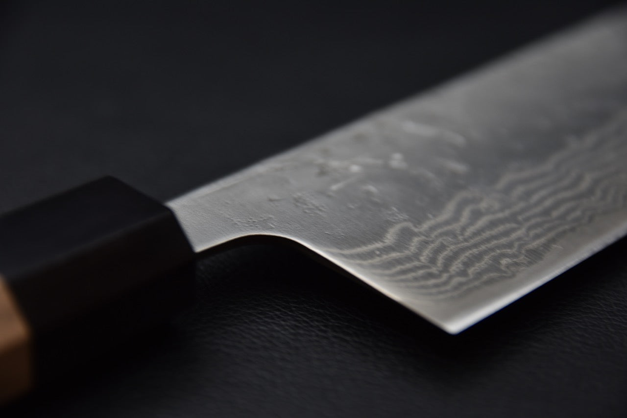 Hitohira Futana Acier Suèdois Nashiji Damascus Nakiri 165mm Noyer