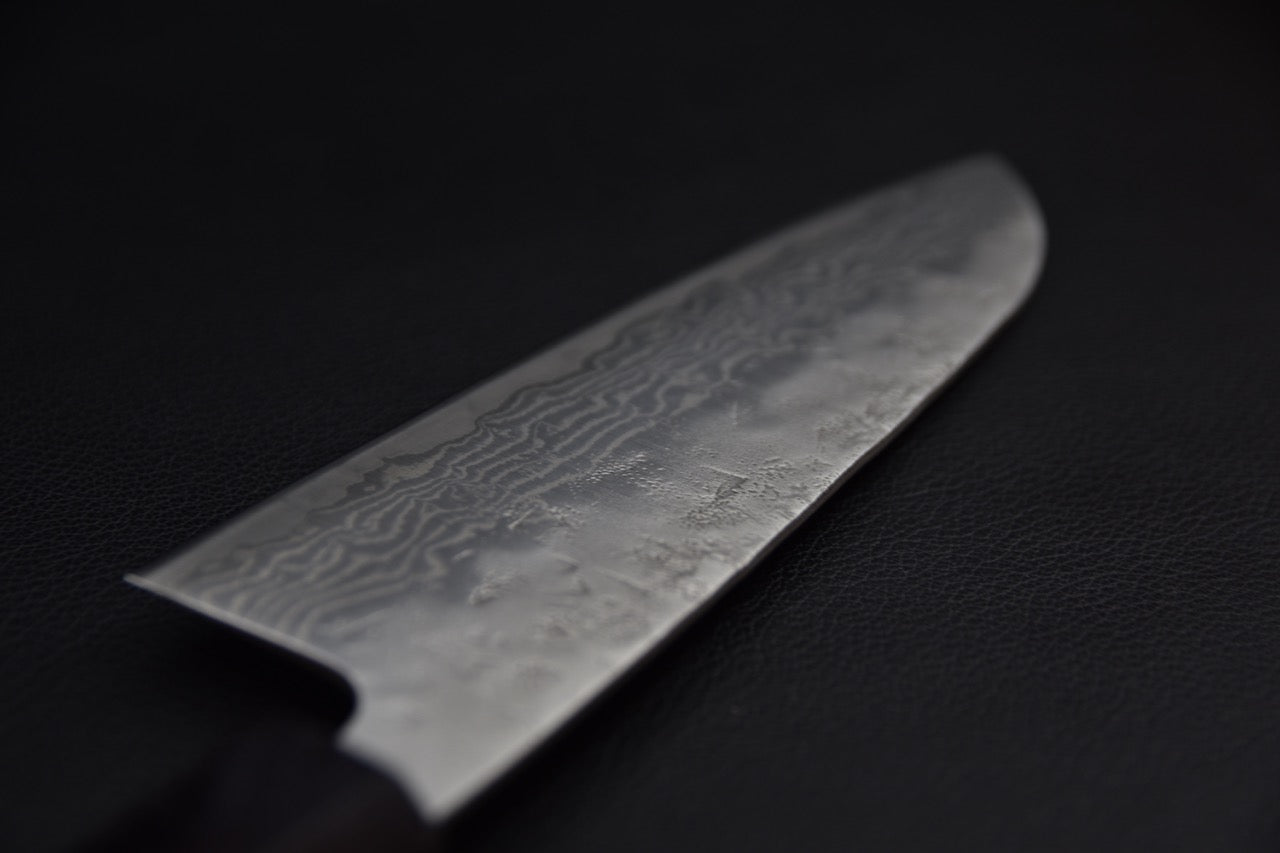 Hitohira Futana Swedish Steel Nashiji Damascus Santoku 170mm Noyer