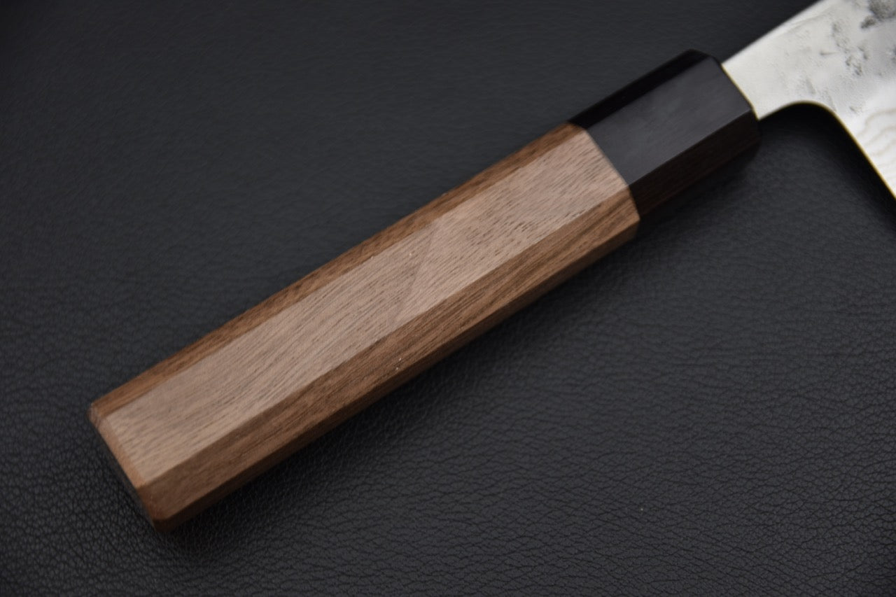 Hitohira Futana Swedish Steel Nashiji Damascus Santoku 170mm Noyer