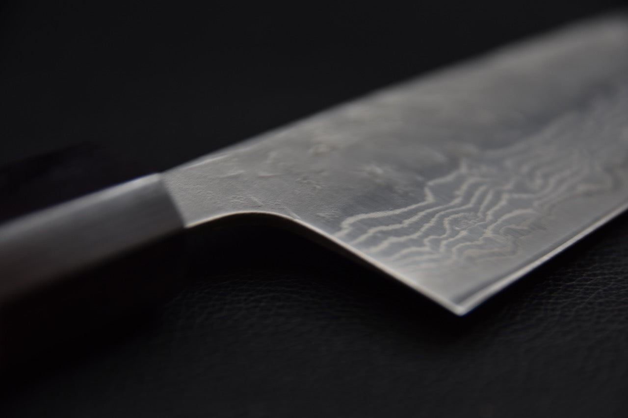 Hitohira Futana Swedish Steel Nashiji Damascus Santoku 170mm Noyer