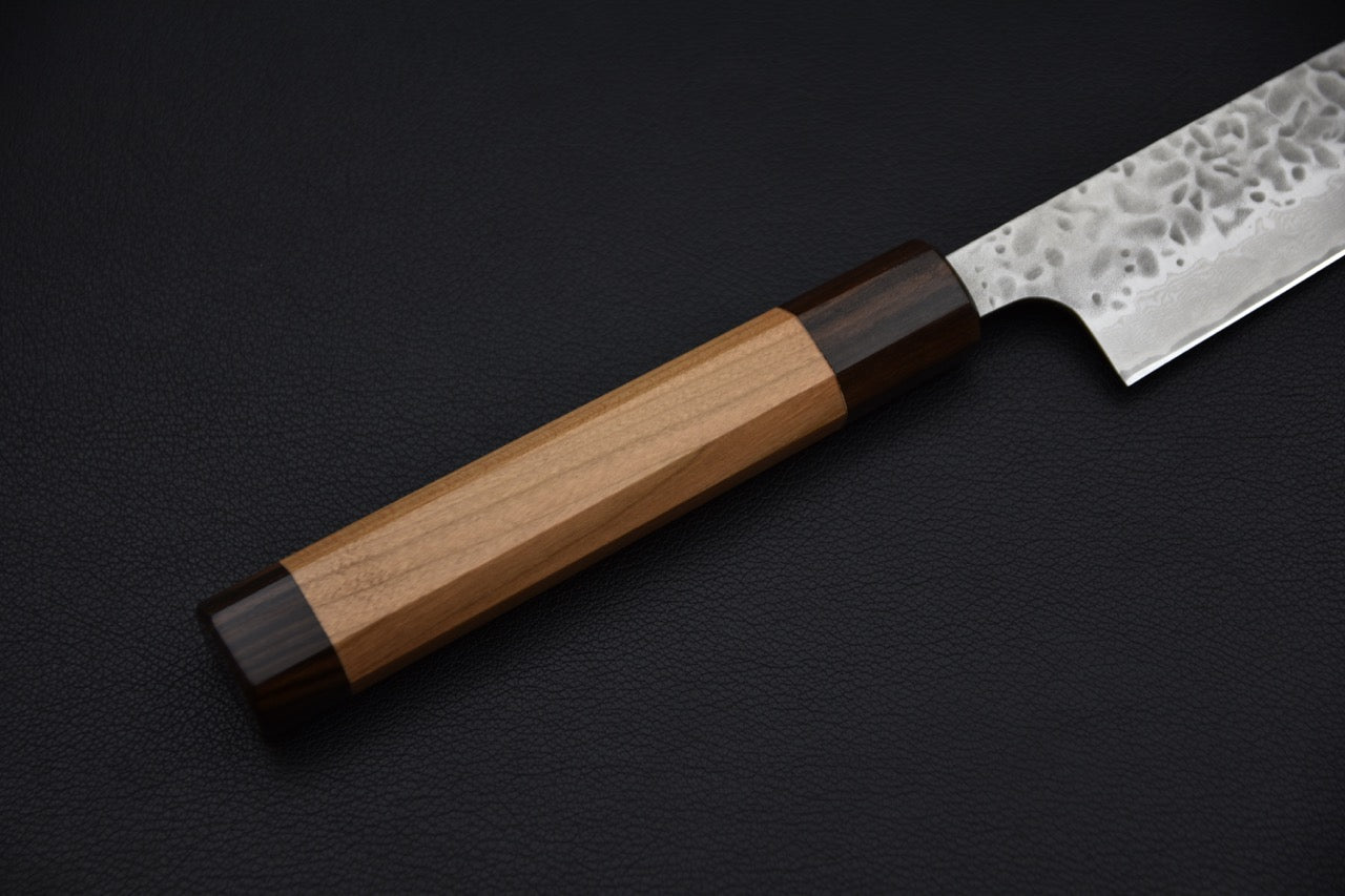 Hitohira Futana Stainless Tsuchime Damascus Sujihiki 270mm Cerisier