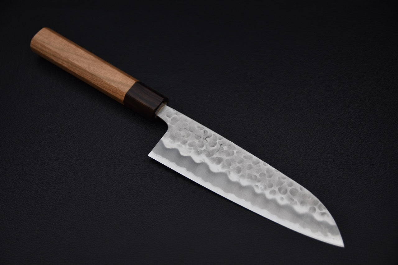 Hitohira Futana Shirogami #2 Migaki Tsuchime Santoku 170mm Cerisier