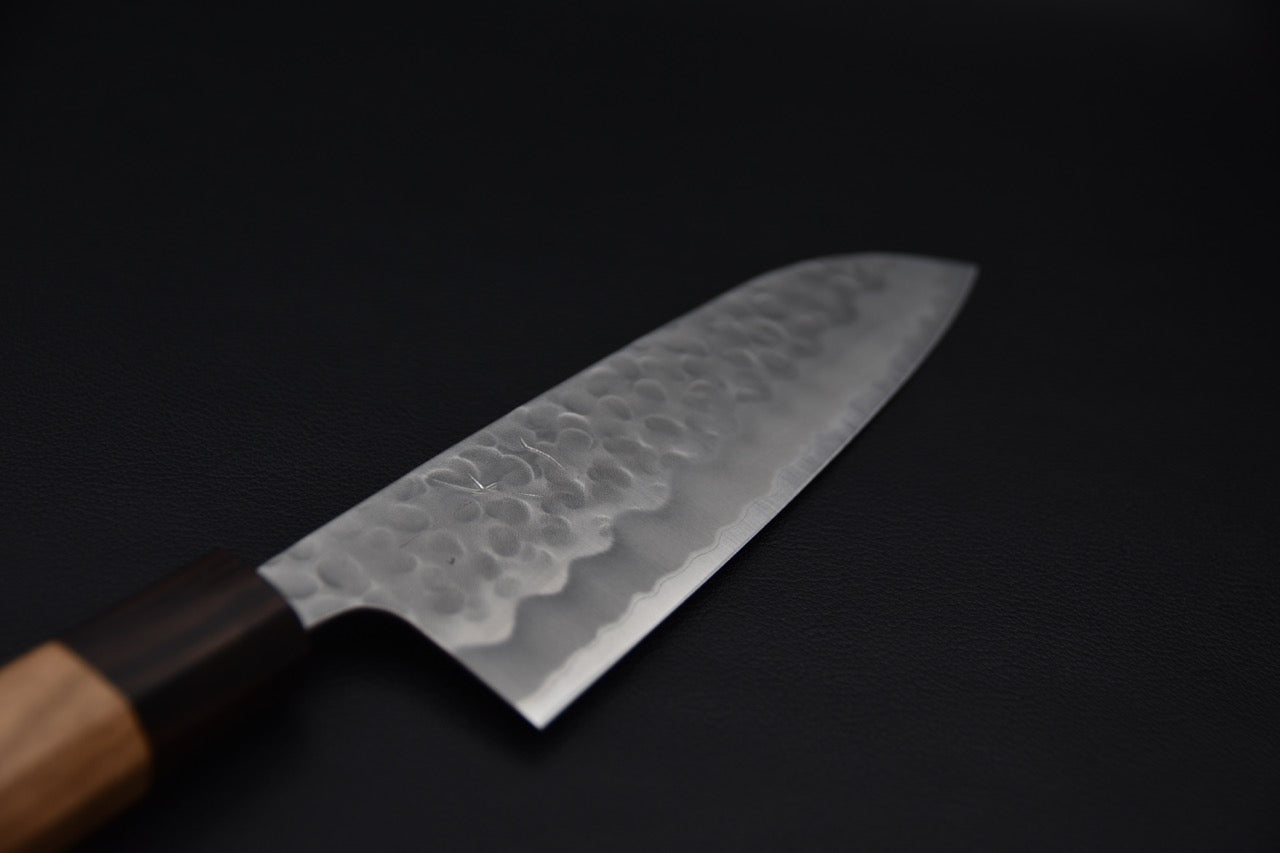 Hitohira Futana Shirogami #2 Migaki Tsuchime Santoku 170mm Cerisier