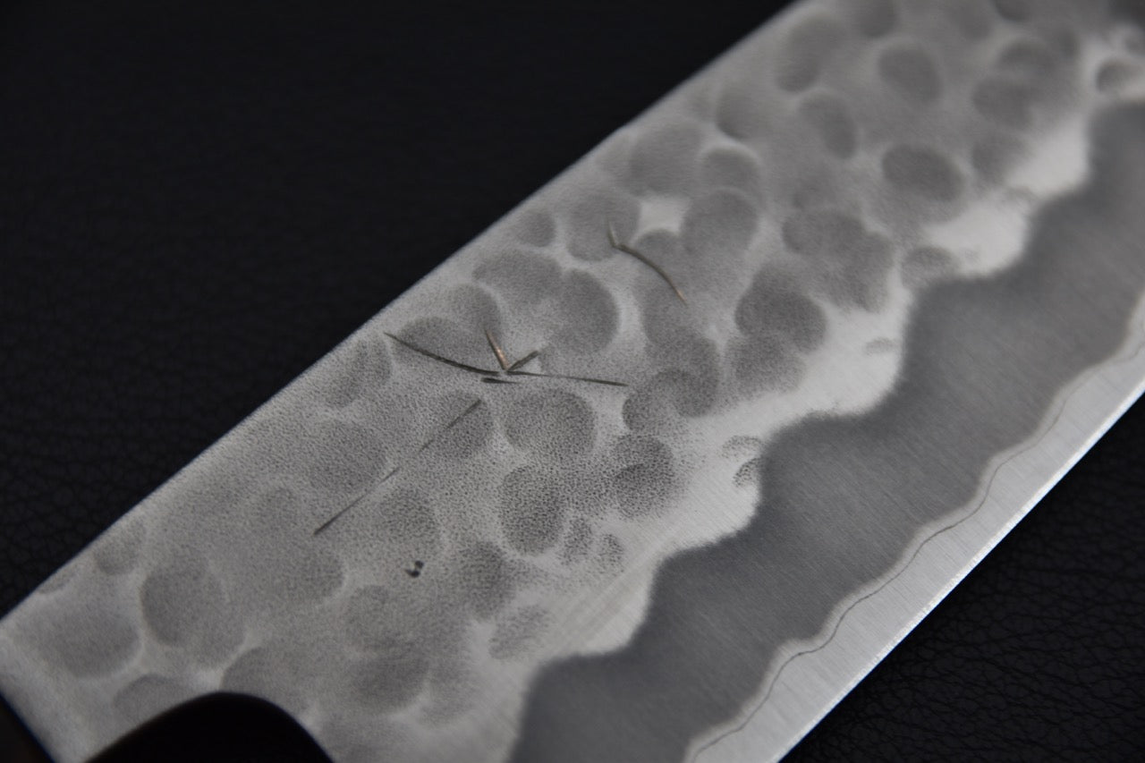 Hitohira Futana Shirogami #2 Migaki Tsuchime Santoku 170mm Cerisier