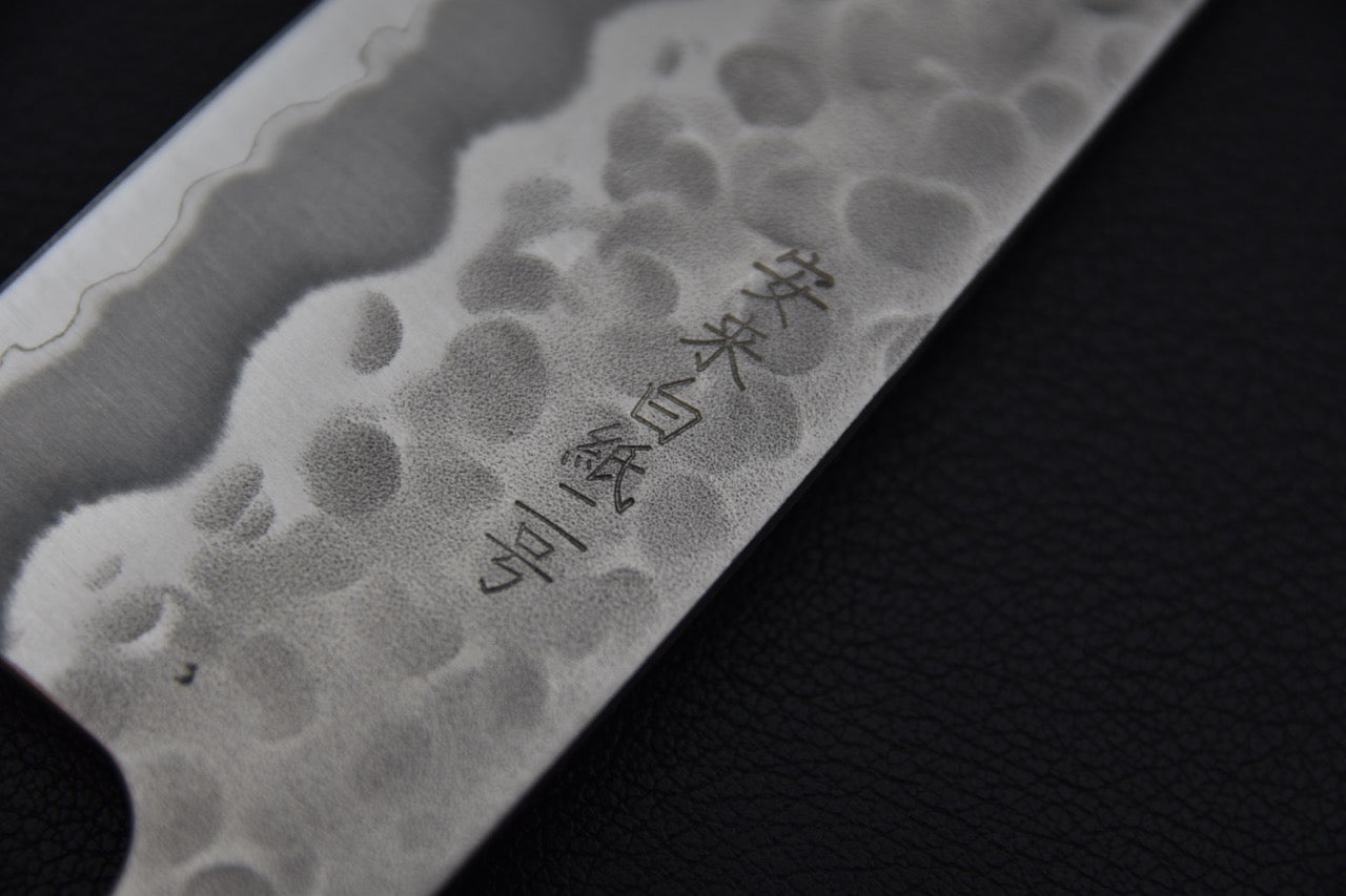 Hitohira Futana Shirogami #2 Migaki Tsuchime Santoku 170mm Cerisier