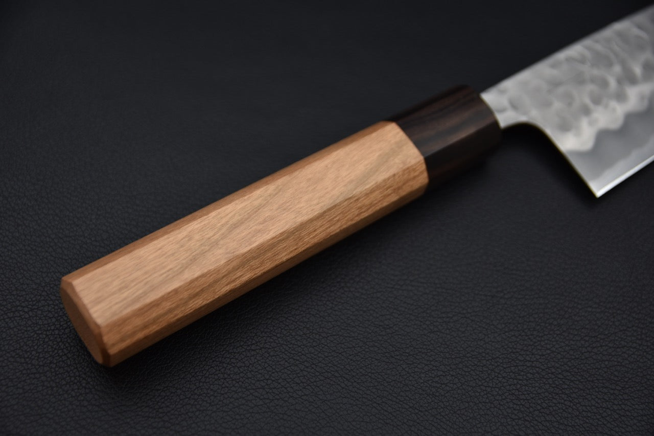 Hitohira Futana Shirogami #2 Migaki Tsuchime Santoku 170mm Cerisier