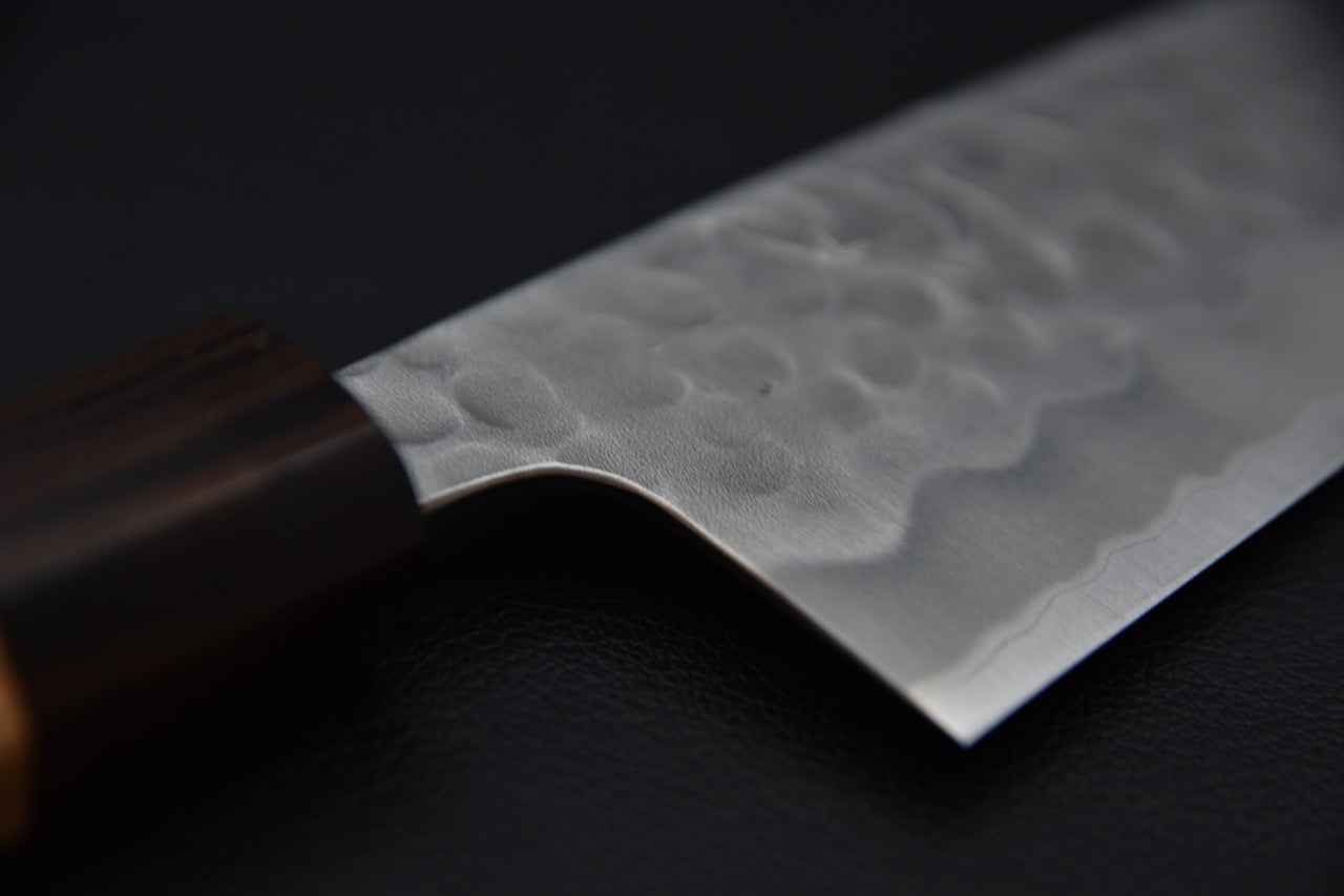 Hitohira Futana Shirogami #2 Migaki Tsuchime Santoku 170mm Cerisier