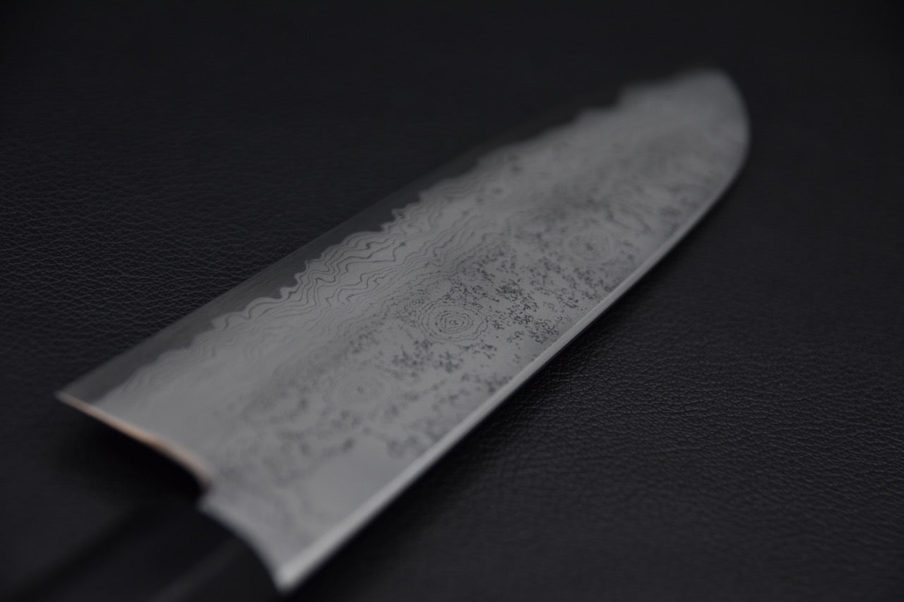 Hitohira Gorobei Kyuzo Shirogami #2 Damascus Santoku Ho