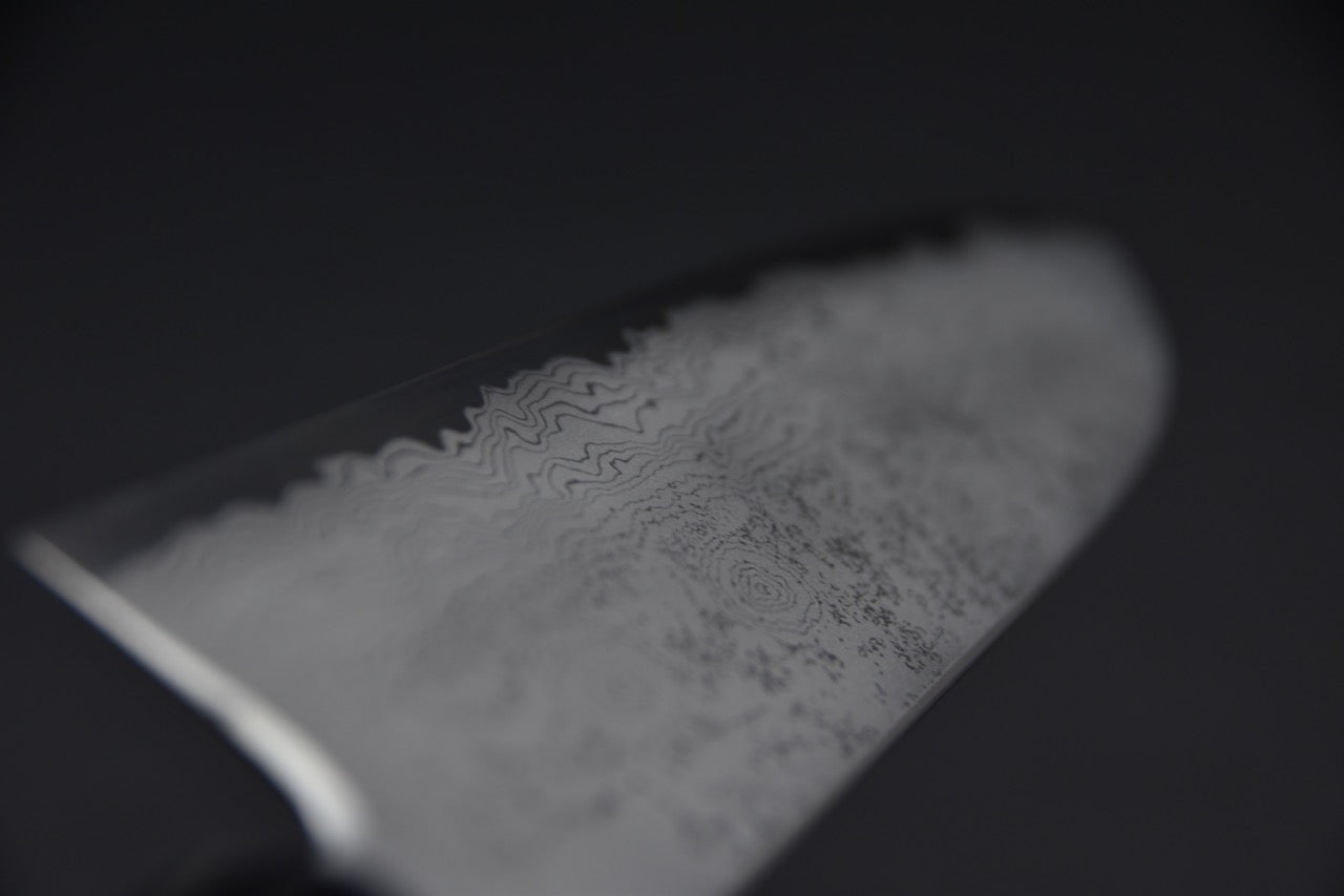 Hitohira Gorobei Kyuzo Shirogami #2 Damascus Santoku Ho