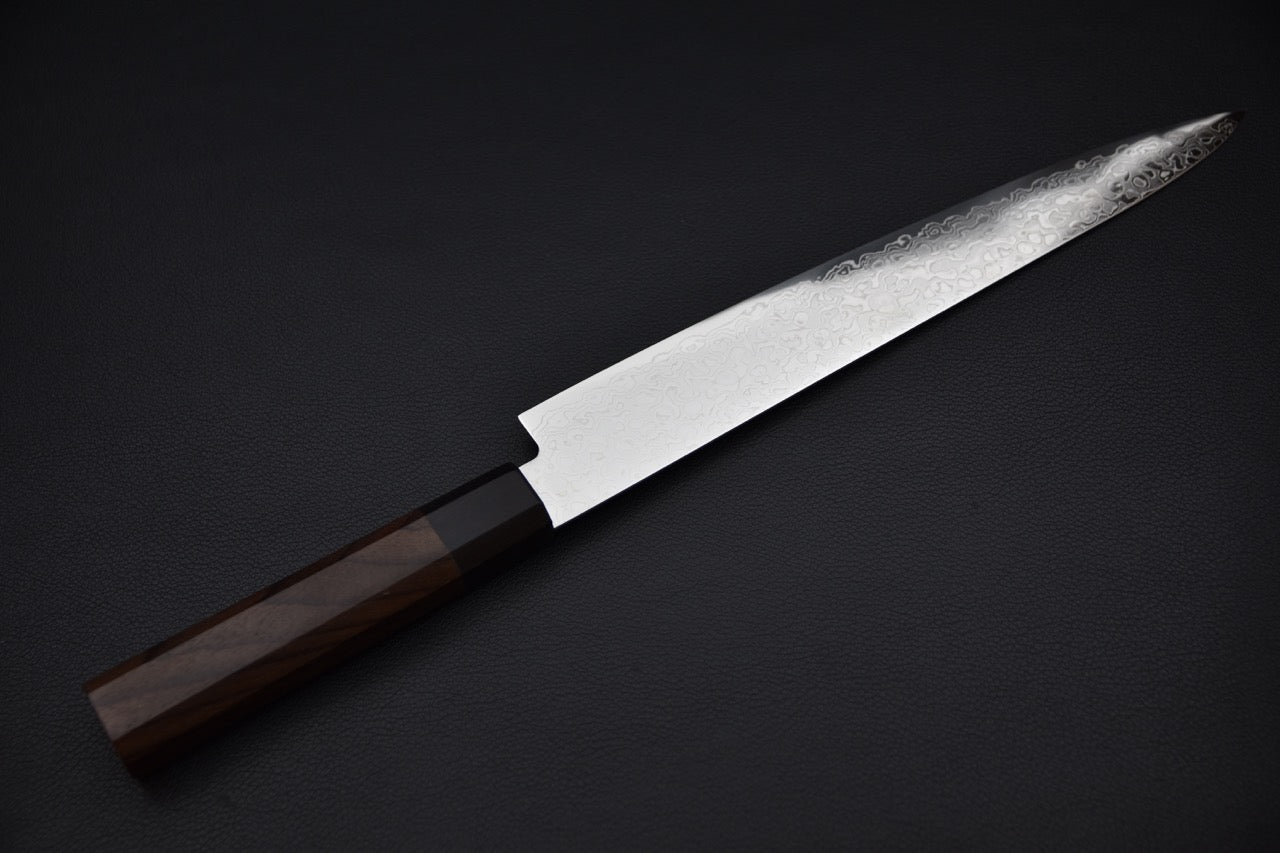 Hitohira HG Damascus Sujihiki 240mm Bois de Rose