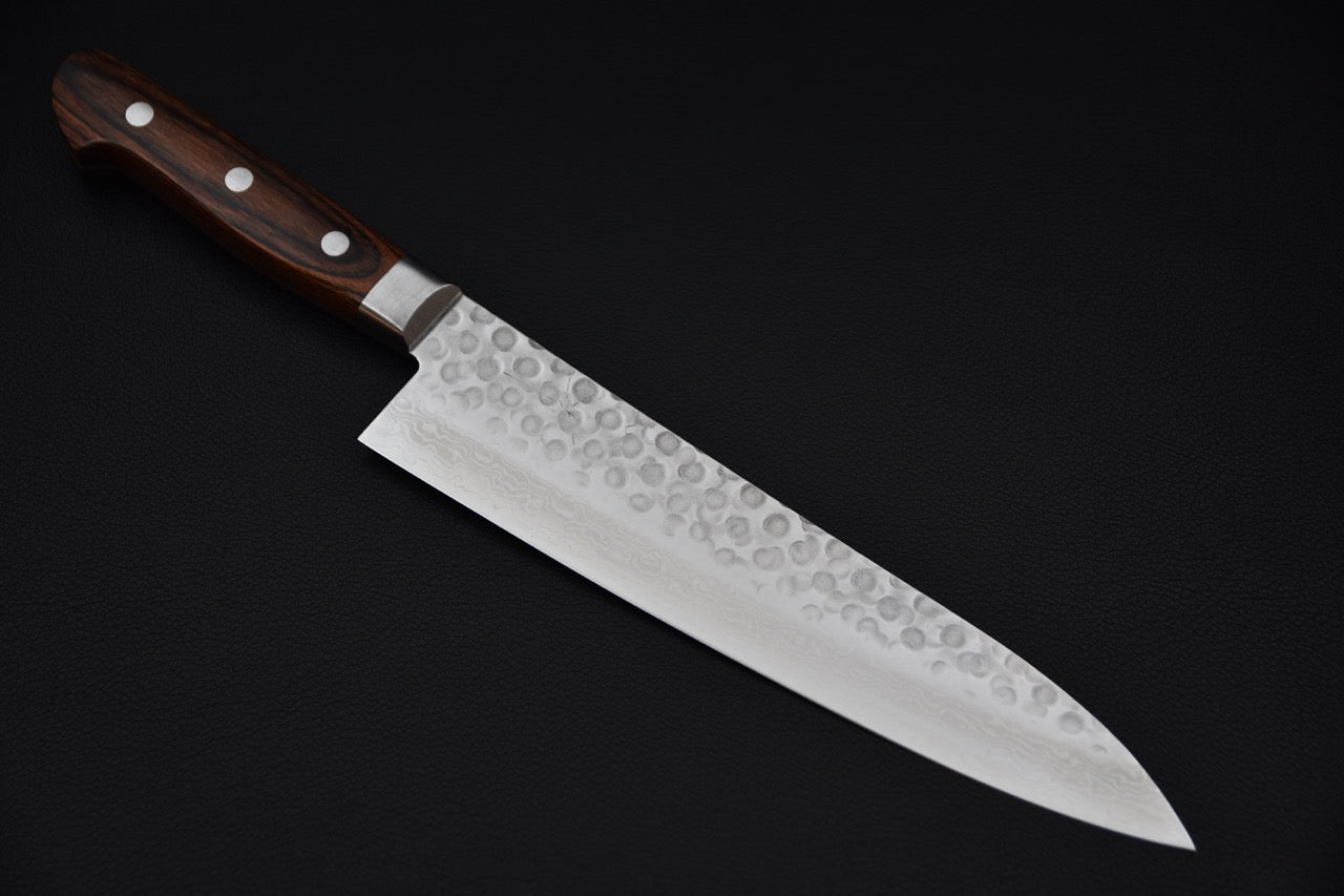 Hitohira HG Tsuchime Damascus Gyuto 210mm Imitation Acajou
