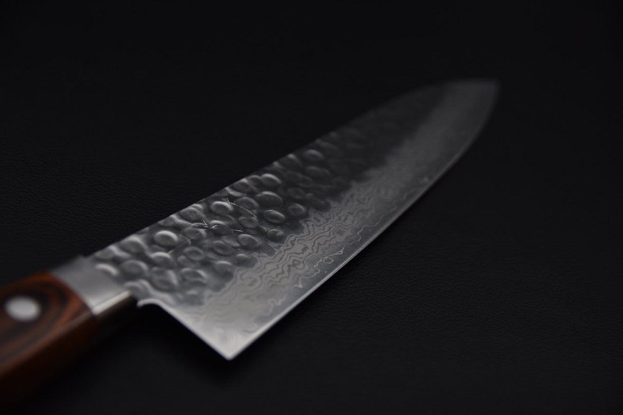 Hitohira HG Tsuchime Damascus Gyuto 210mm Imitation Acajou