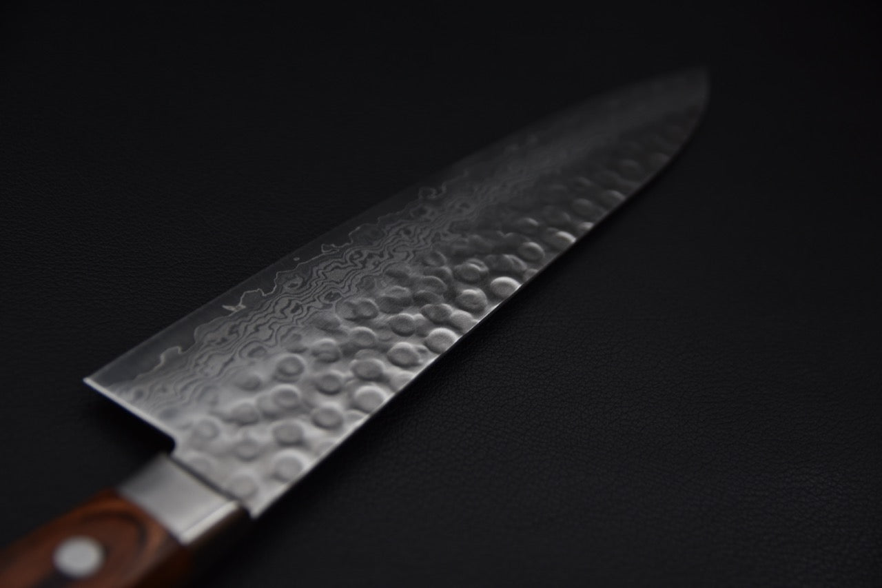 Hitohira HG Tsuchime Damascus Gyuto 210mm Imitation Acajou