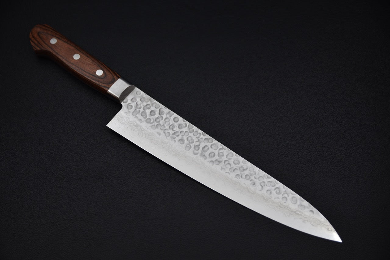 Hitohira HG Tsuchime Damascus Gyuto 240mm Mahogany Imitation