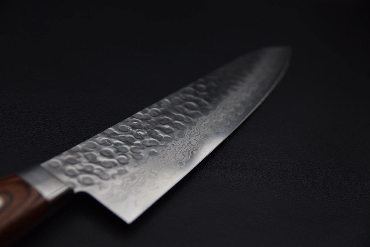 Hitohira HG Tsuchime Damascus Gyuto 240mm Mahogany Imitation