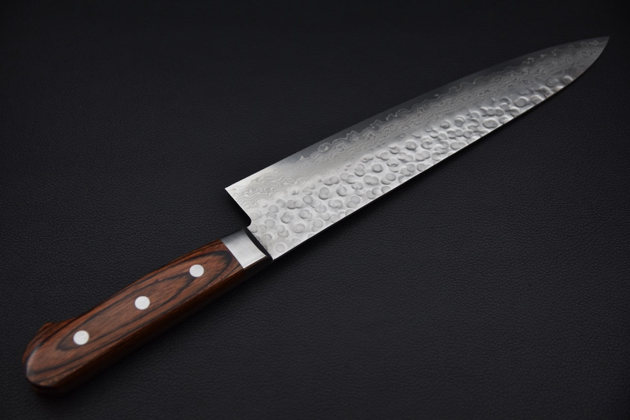 Hitohira HG Tsuchime Damascus Gyuto 240mm Mahogany Imitation