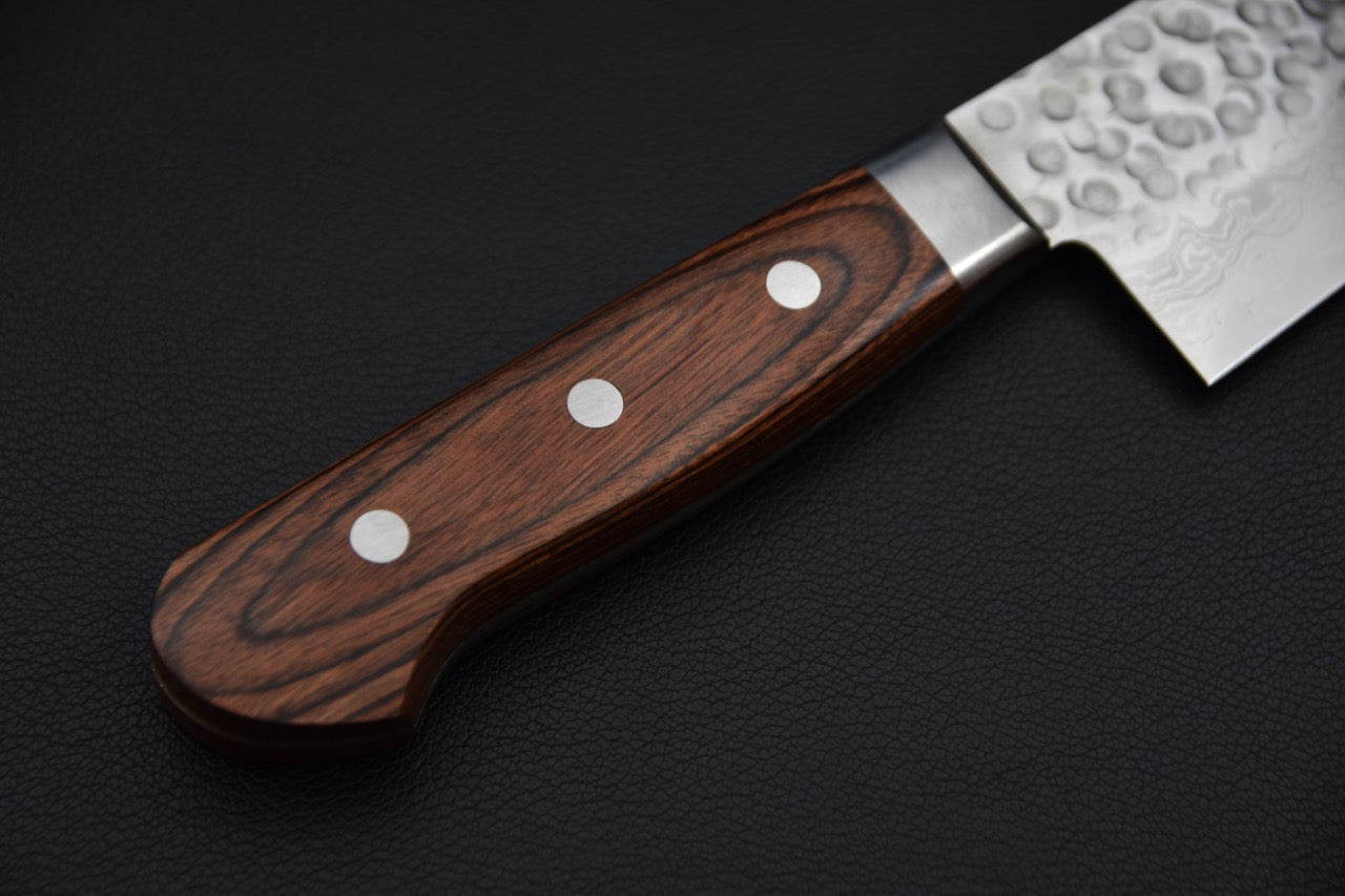 Hitohira HG Tsuchime Damascus Gyuto 240mm Mahogany Imitation