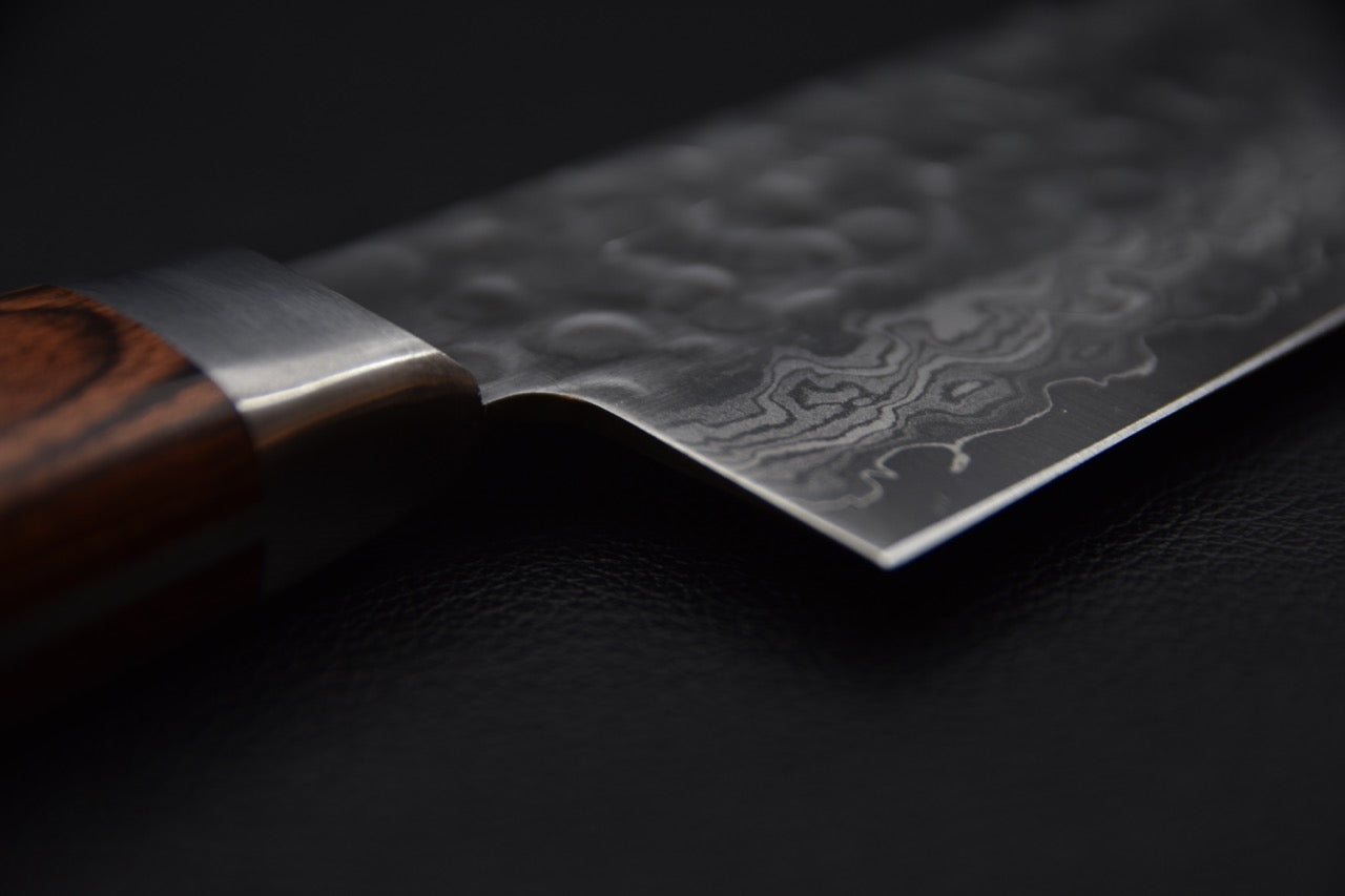 Hitohira HG Tsuchime Damascus Gyuto 240mm Mahogany Imitation
