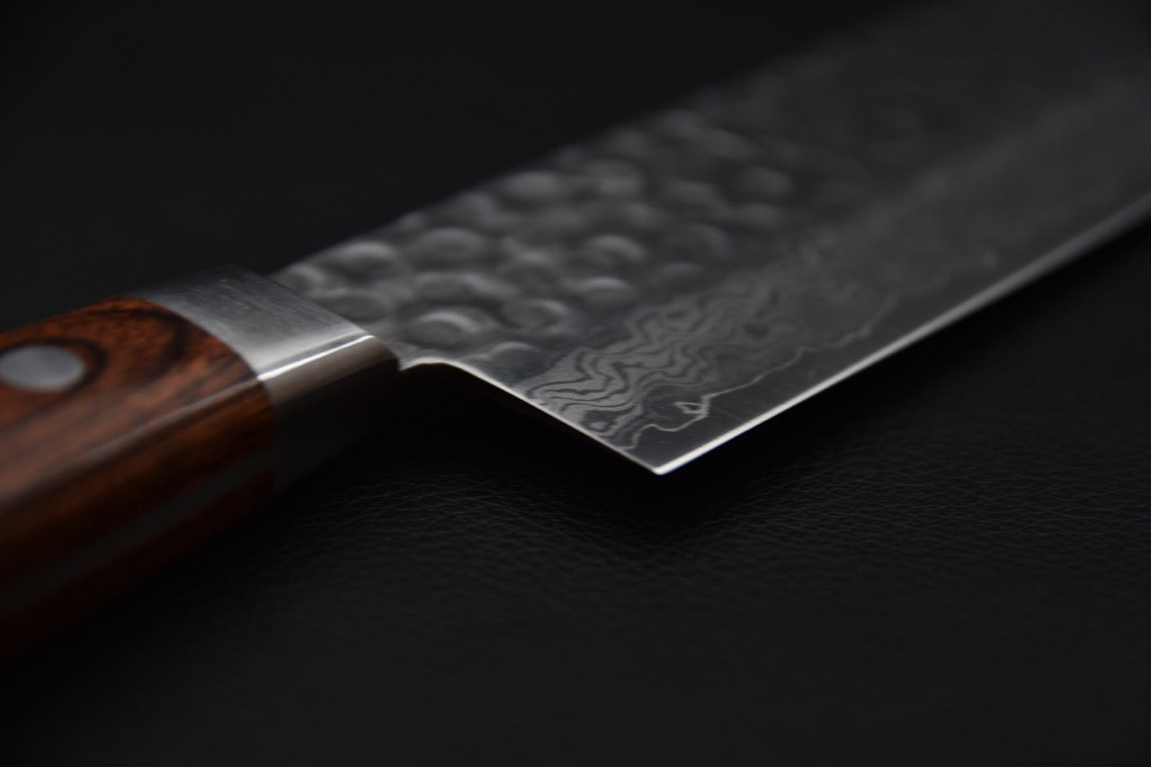 Hitohira HG Tsuchime Damascus Nakiri 160mm Imitation Acajou