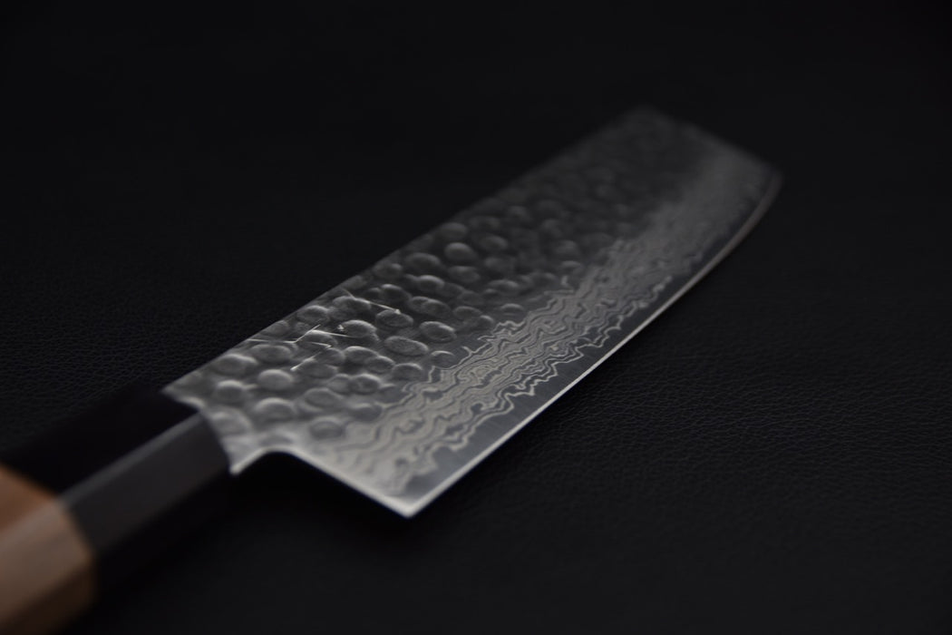 Hitohira HG Tsuchime Damascus Nakiri 160mm Noyer