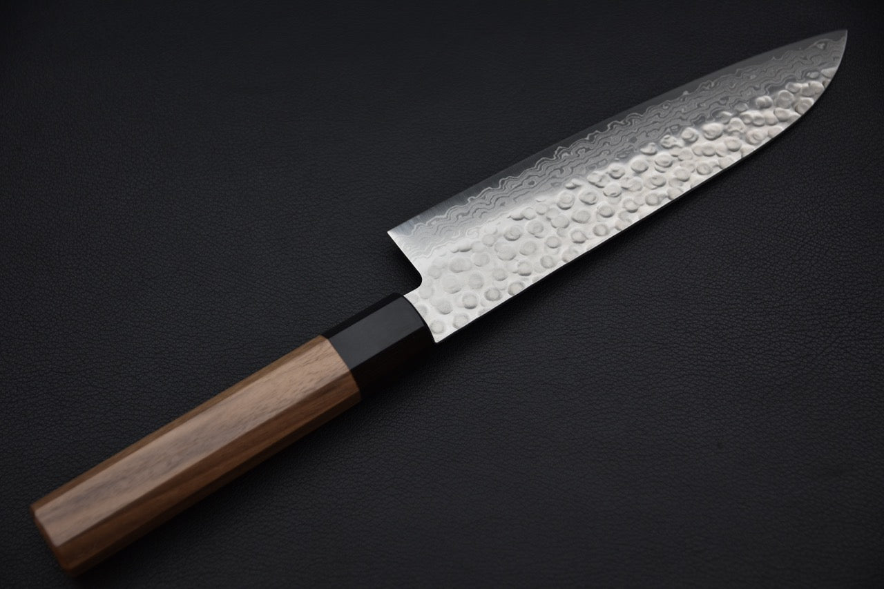 Hitohira HG Tsuchime Damascus Santoku Noyer