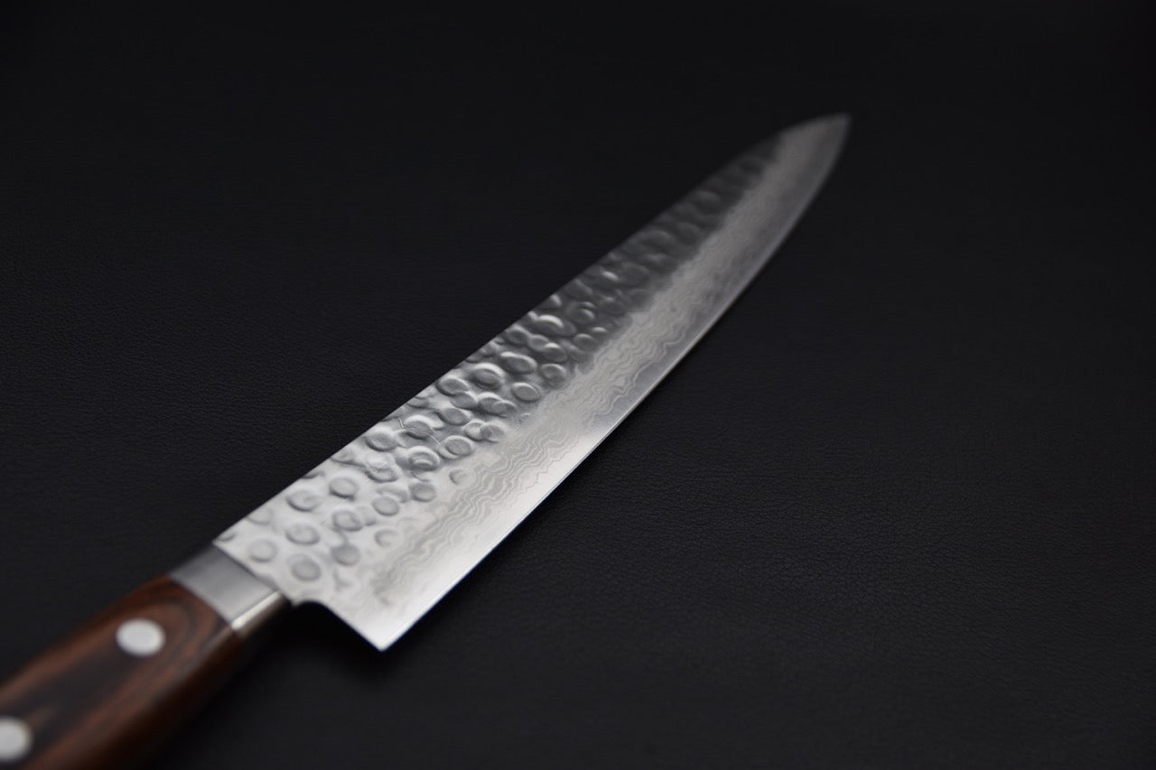 Hitohira HG Tsuchime Damascus Sujihiki 240mm Imitation Acajou