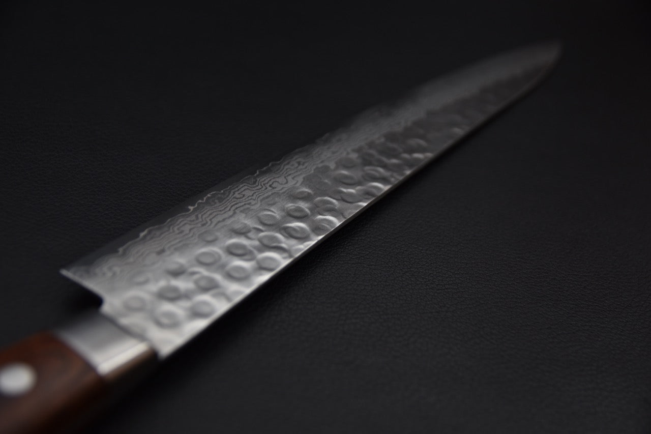 Hitohira HG Tsuchime Damascus Sujihiki 240mm Imitation Acajou