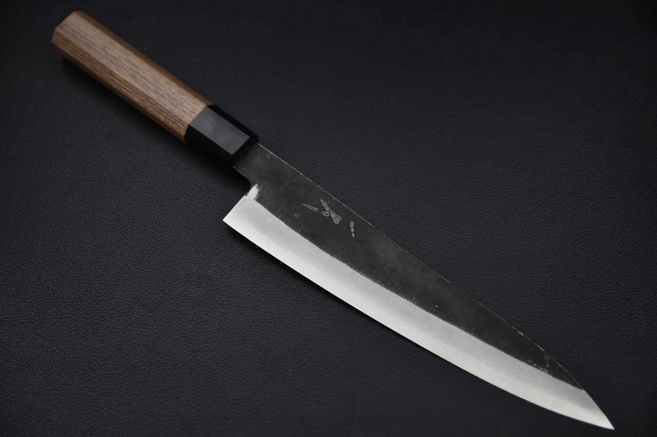 Vue complète gyuto Harimo 210mm, couteau d'Hitohira