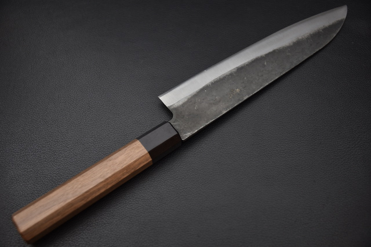 couteau japonais lame noircie Kurouchi acier Aogami #1 tranchant visible