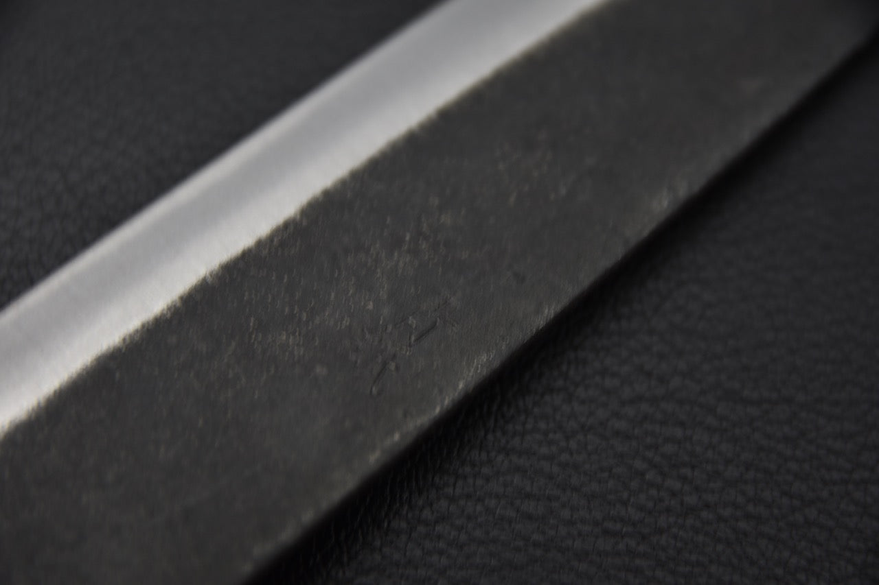 couteau japonais sujihiki élégant acier bleu #1 finition Kurouchi brute