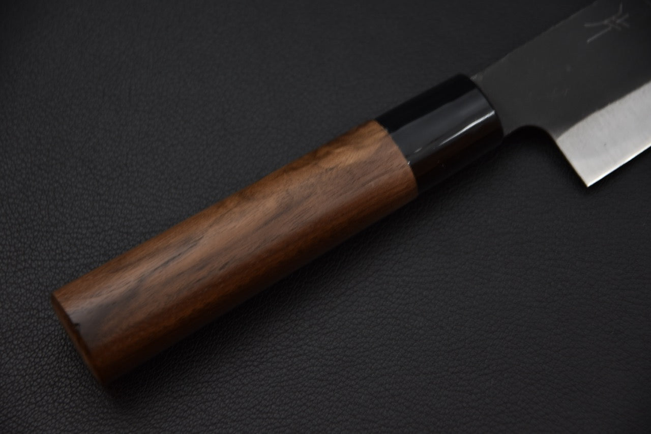 Japanese knife Hitohira Hizen Kurouchi White #2 Santoku lame coupe vue tranche-fil