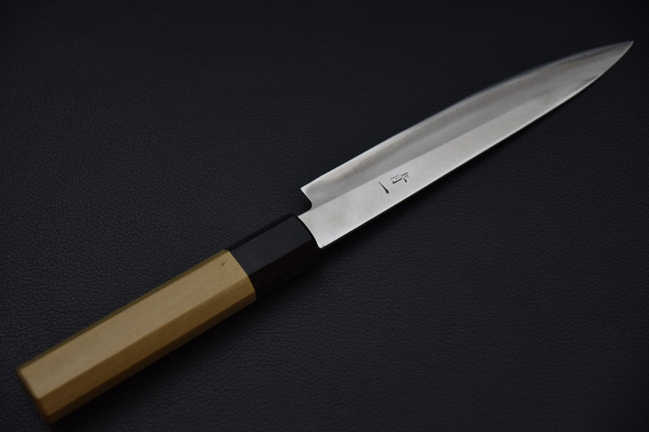 Couteau japonais Petty 150mm Hitohira Hizen, lame en acier Aogami #1 finition migaki.