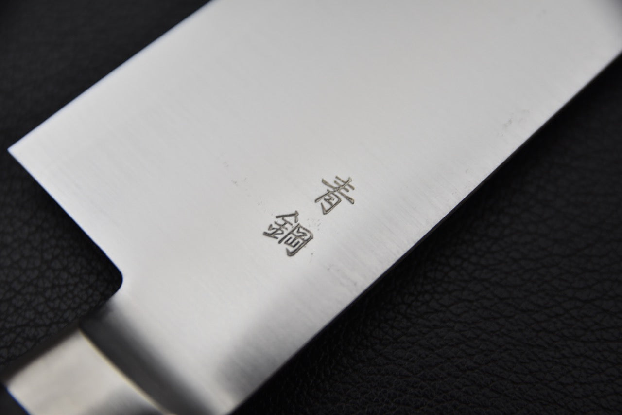 couteau japonais raccord lame-manche, acier doux inoxydable, manche ergonomique et travaillé