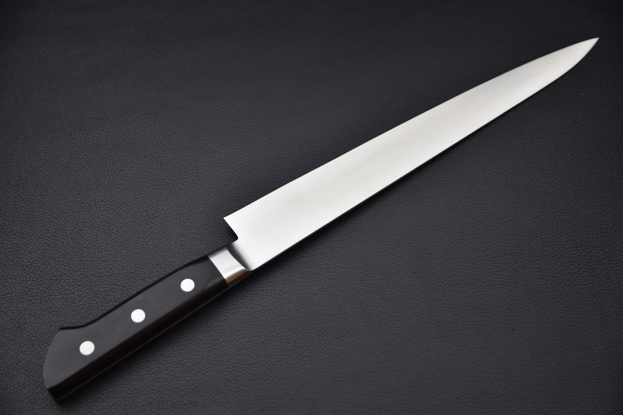 couteau japonais vue manche Pakka occidental triple riveté