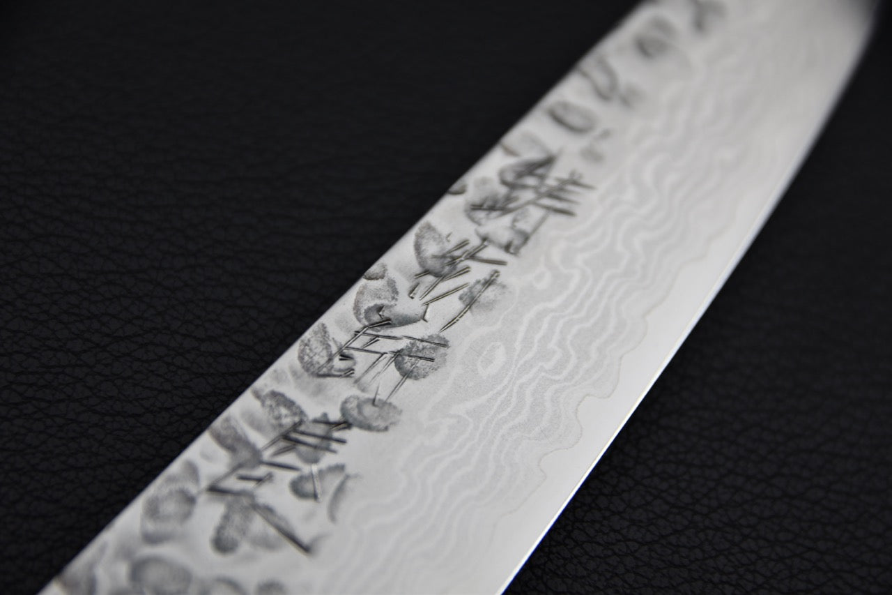Hitohira Imojiya VG-10 ST Tsuchime Damascus Petty 135mm Pakka (Yo)