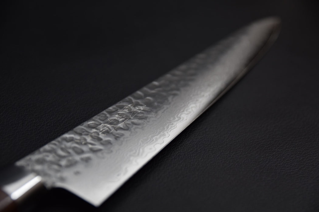 Hitohira Imojiya ST Tsuchime Damascus Sujihiki 240mm Imitation Mahogany 