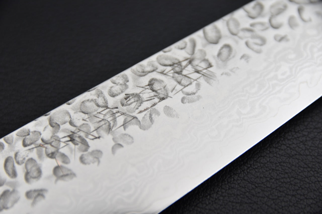 Hitohira Imojiya ST Tsuchime Damascus Sujihiki 240mm Imitation Acajou