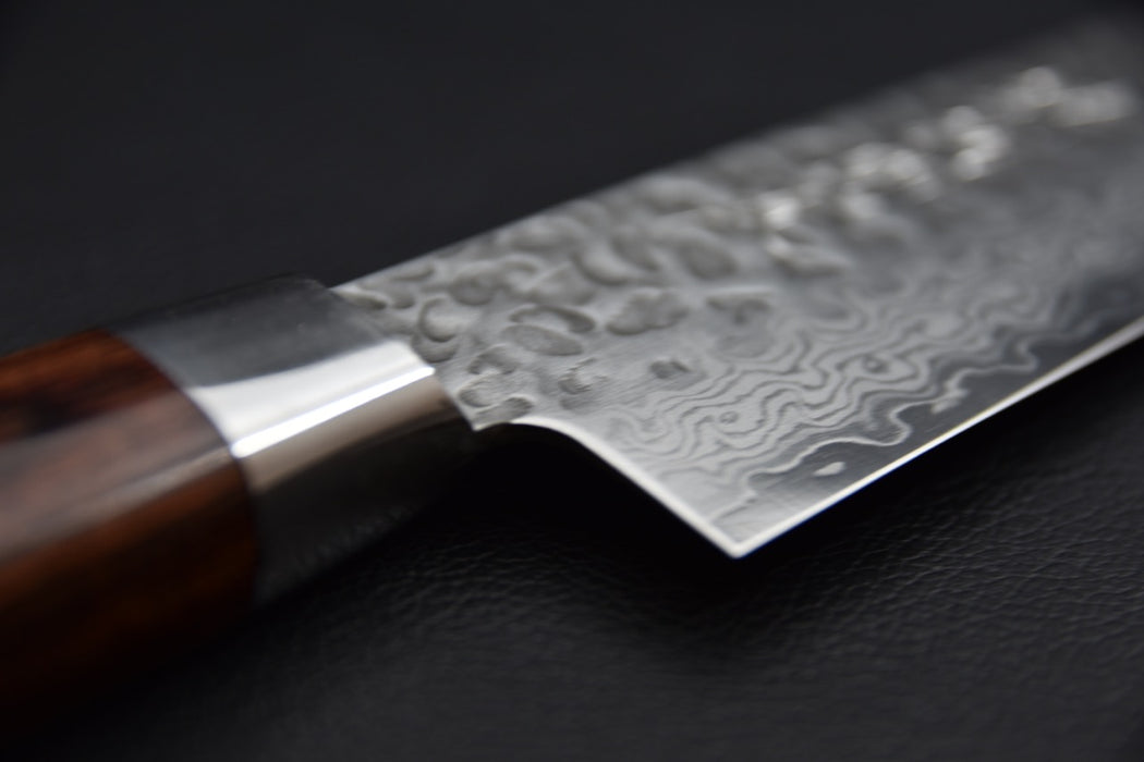 Hitohira Imojiya ST Tsuchime Damascus Sujihiki 240mm Imitation Mahogany 