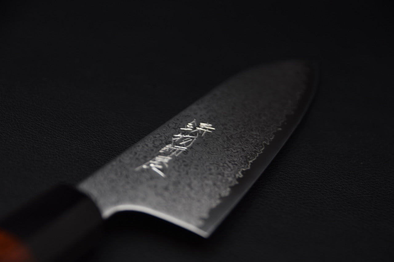 Lame damassée en acier VG-10 du couteau japonais Santoku 180mm