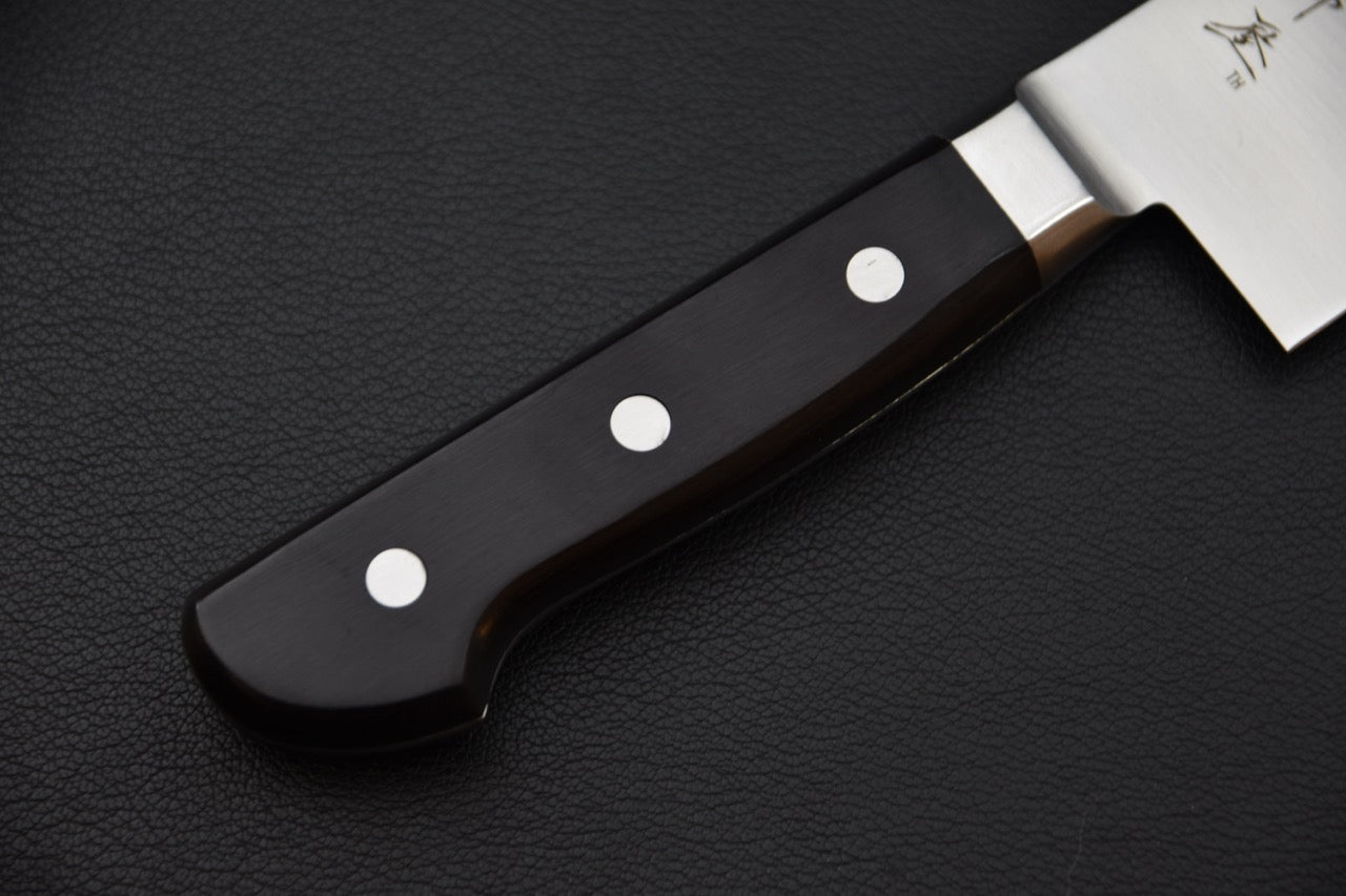 Manche occidental en bois pakka noir du couteau japonais Gyuto Hitohira Imojiya TH.