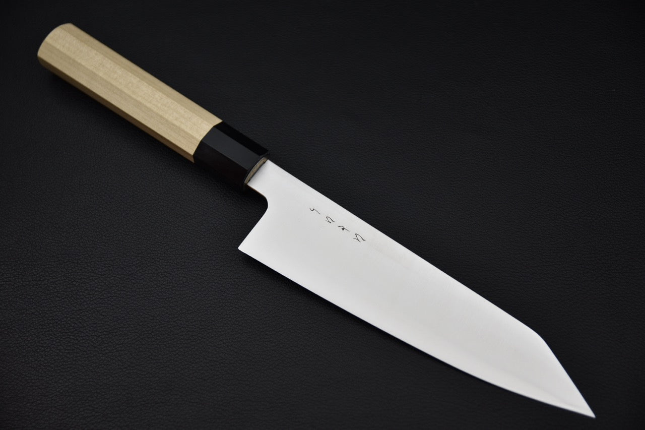 Couteau japonais bunka 180mm Hitohira KH Inox – vue complète avec manche en bois de ho