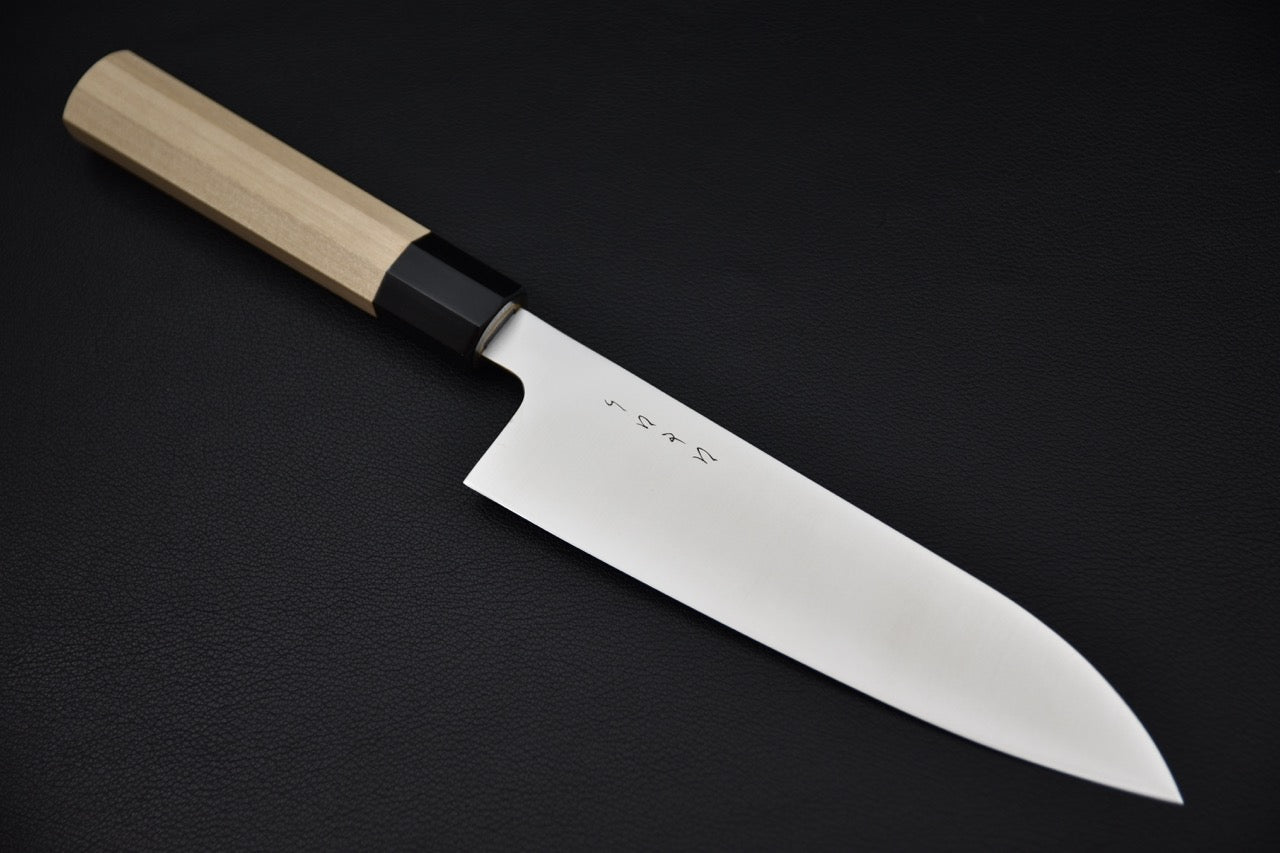 Couteau japonais Santoku 180mm Hitohira KH Inox – vue complète sur fond noir