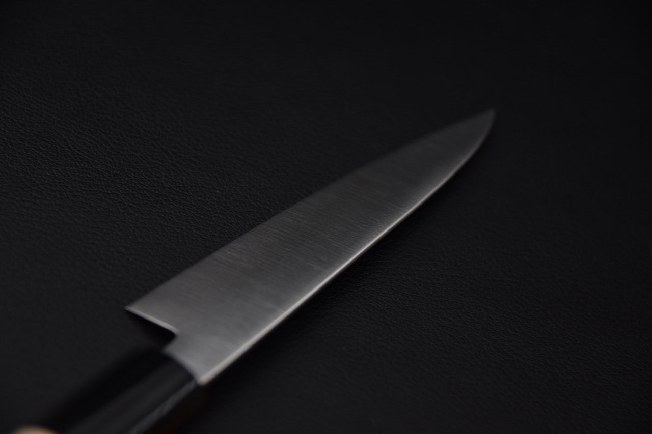 Hitohira KH Petty 120mm forgé en acier inox, couteau japonais compact avec manche bois clair