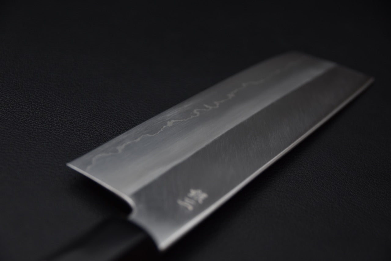 couteau japonais lame tranchante droite, finition Ginsan, manche bois Ho raffiné