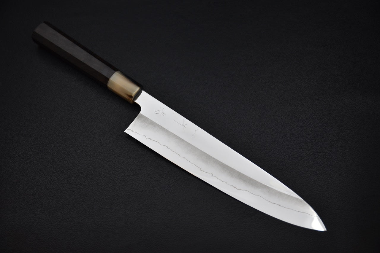 Hitohira Kikuchiyo Rou Ginsan Gyuto Poli Miroir 240mm Ébène