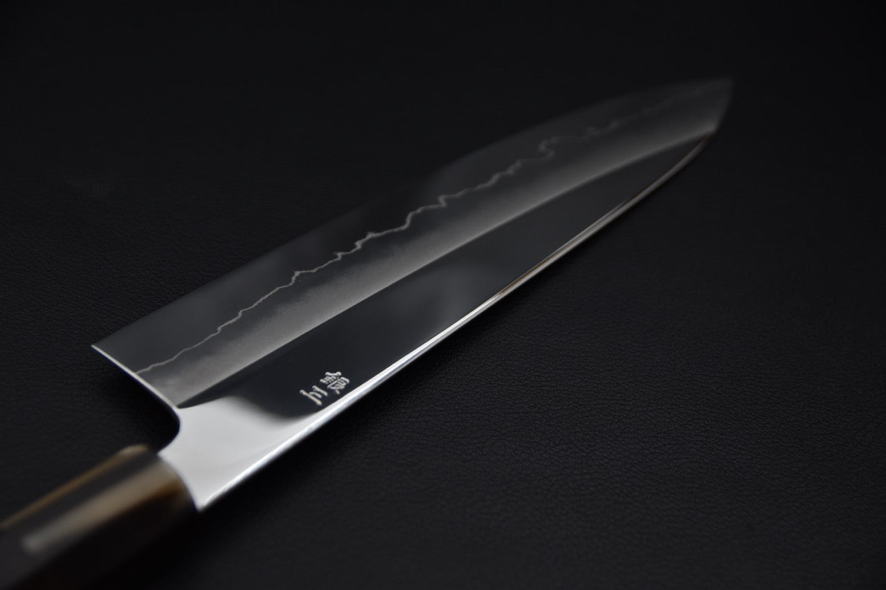 Hitohira Kikuchiyo Rou Ginsan Gyuto Poli Miroir 240mm Ébène